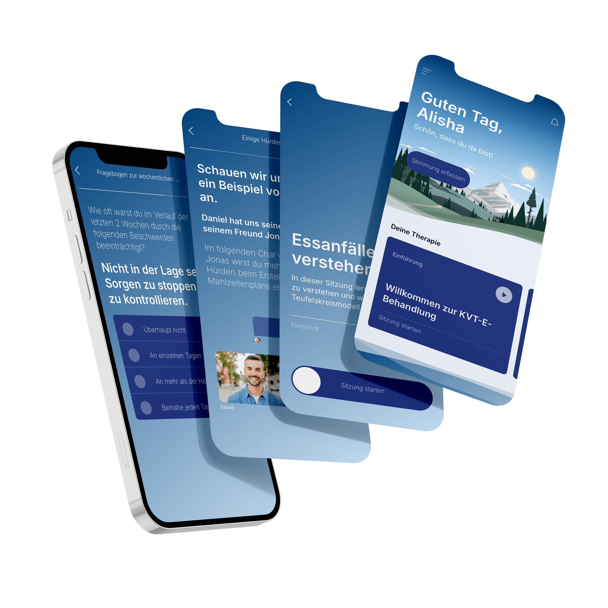 SwissDTx Patient App con varias vistas.